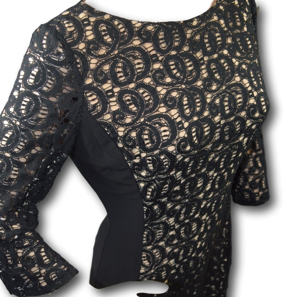 Anne Klein Black Lace Inset Black Dress 4